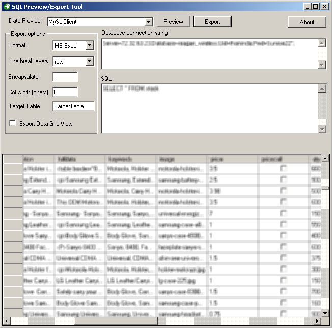 SQL Preview/Export Tool