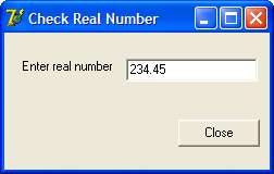 Demonstrates how to validate of input real number in TEdit box in Delphi