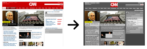 Using webpage topographic view tool to renders the page