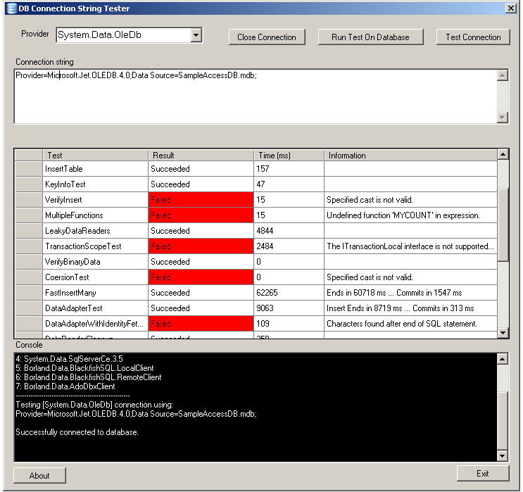 Connection String Tester tool