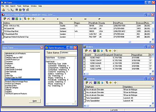 DBTool database administration main window